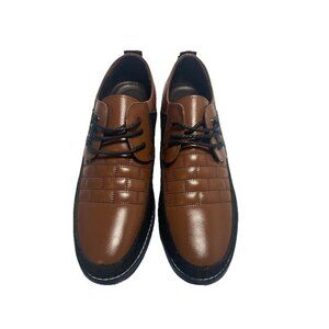 Recyphi Men's Size 10.5 Derby Lace-Up Brown and Black Oxfords Gatsby Rockabilly